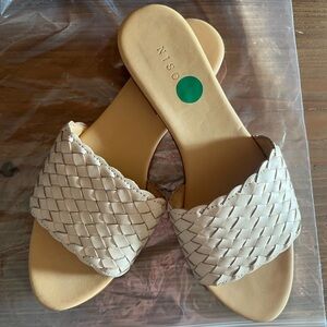 Nisolo Cream Woven Slide Sandals